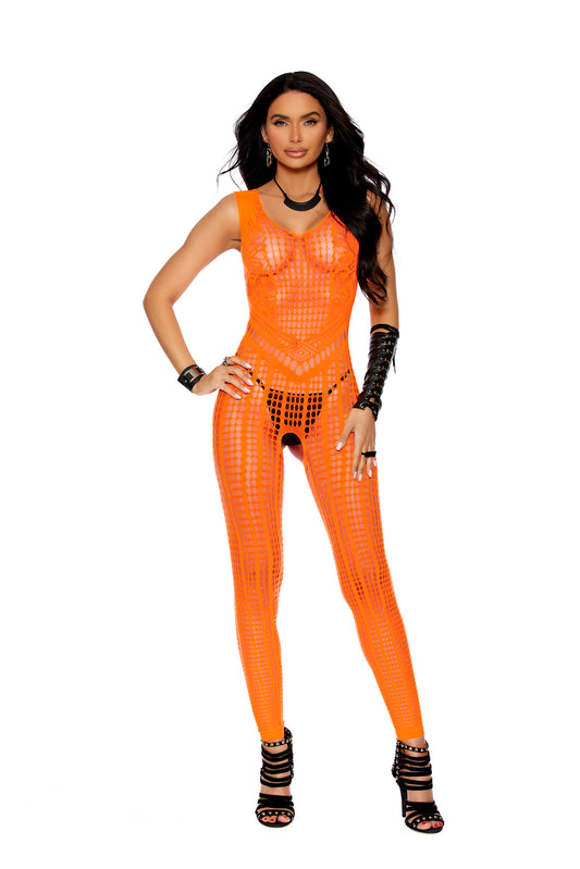 orange crochet footless bodysuit - Touchlace
