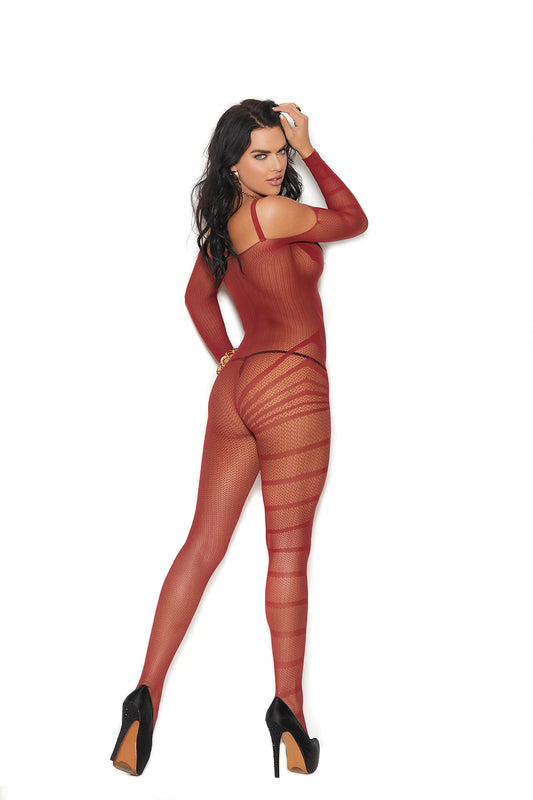 Back view of crochet cold shoulder bodysuit - Touchlace