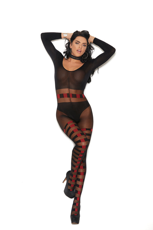 sheer and opaque panel bodysuit - Touchlace