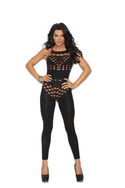 Halter Neck Footless Bodystocking - Touchlace